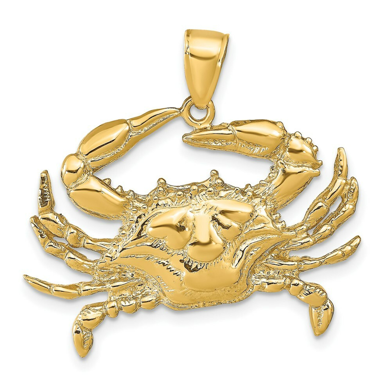 14K Yellow Gold Blue Crab Pendant - (A84-288)