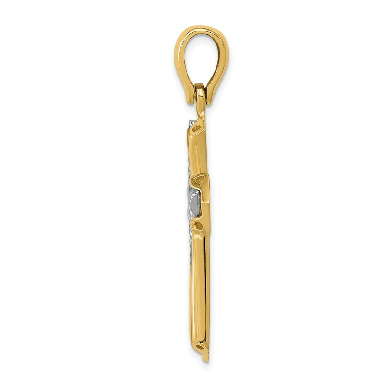 14K Two-tone Gold Solid Cross Pendant - (A84-977)