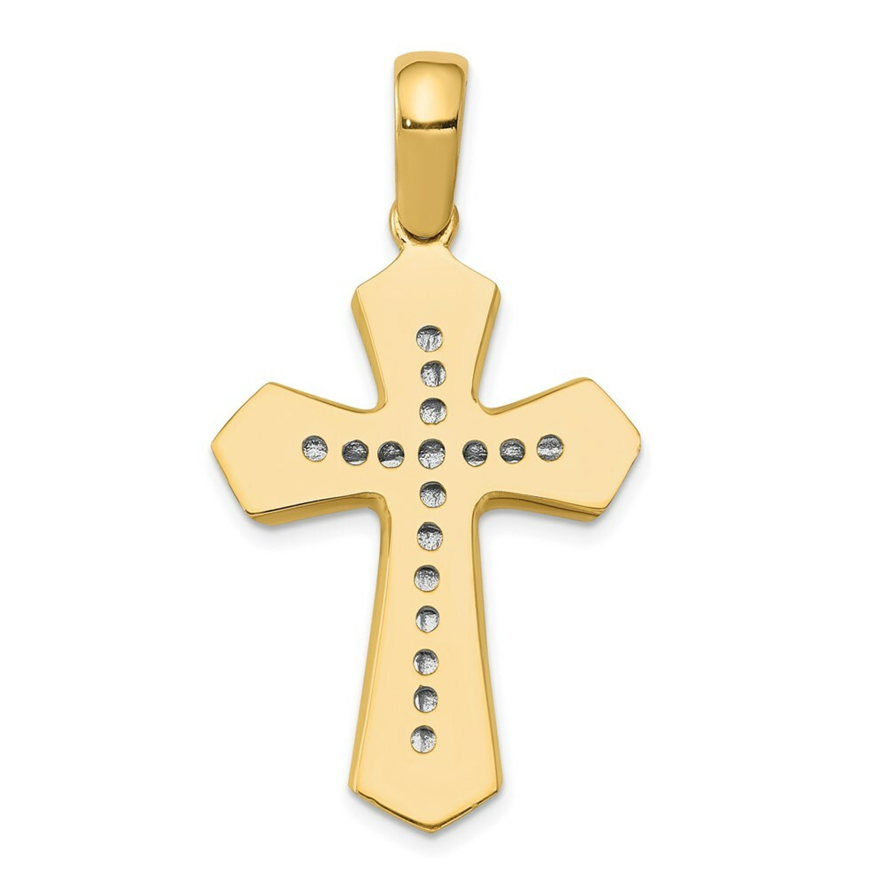 14K Two-tone Gold Solid Cross Pendant - (A84-977)