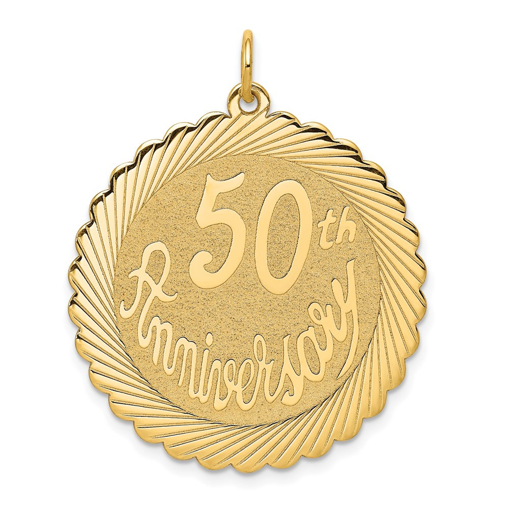 14K Yellow Gold Happy 50th Anniversary Charm Pendant - (A98-595