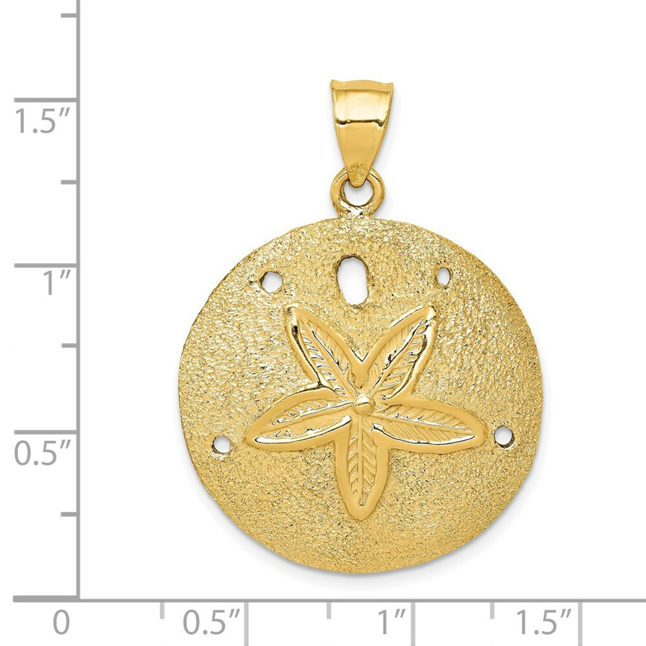 14K Yellow Gold Solid Polished Laser-Cut Sand Dollar Pendant - (A84-307)