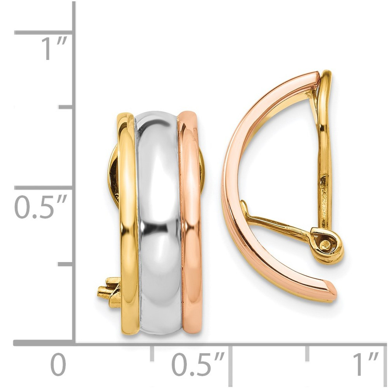 14K Yellow Gold Tri-color Gold Non-Pierced Clip Earrings - (B44-705)