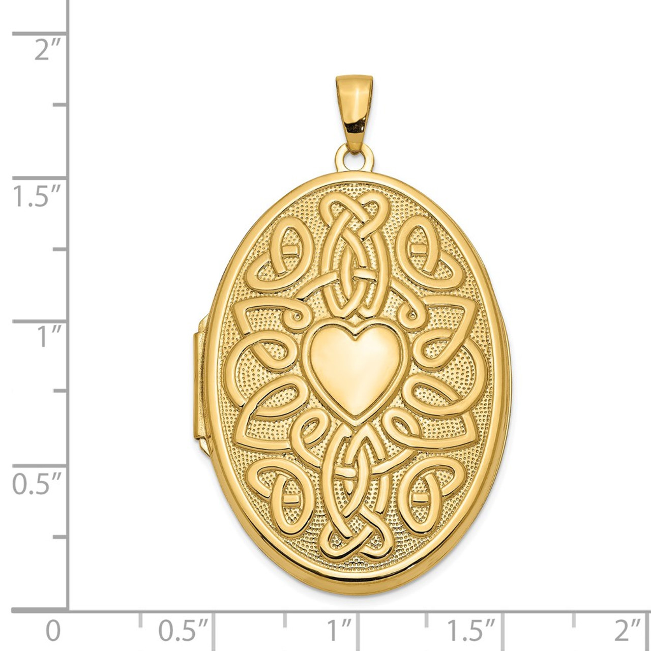 14K Yellow Gold Celtic Heart 38mm Oval Locket 47x38mm - (A99-485)