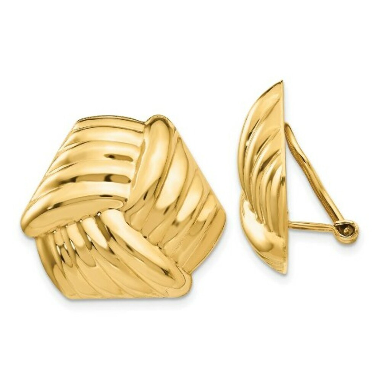 14K Yellow Gold Omega Clip Non-pierced Earrings 21mm length - (B44-257)