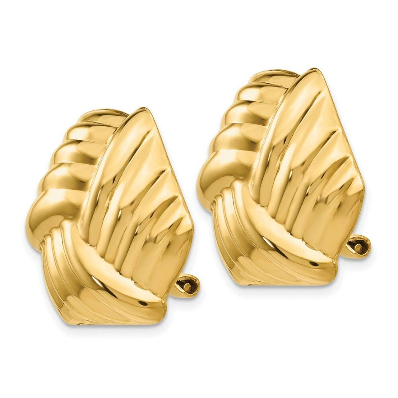 14K Yellow Gold Omega Clip Non-pierced Earrings 21mm length - (B44-257)