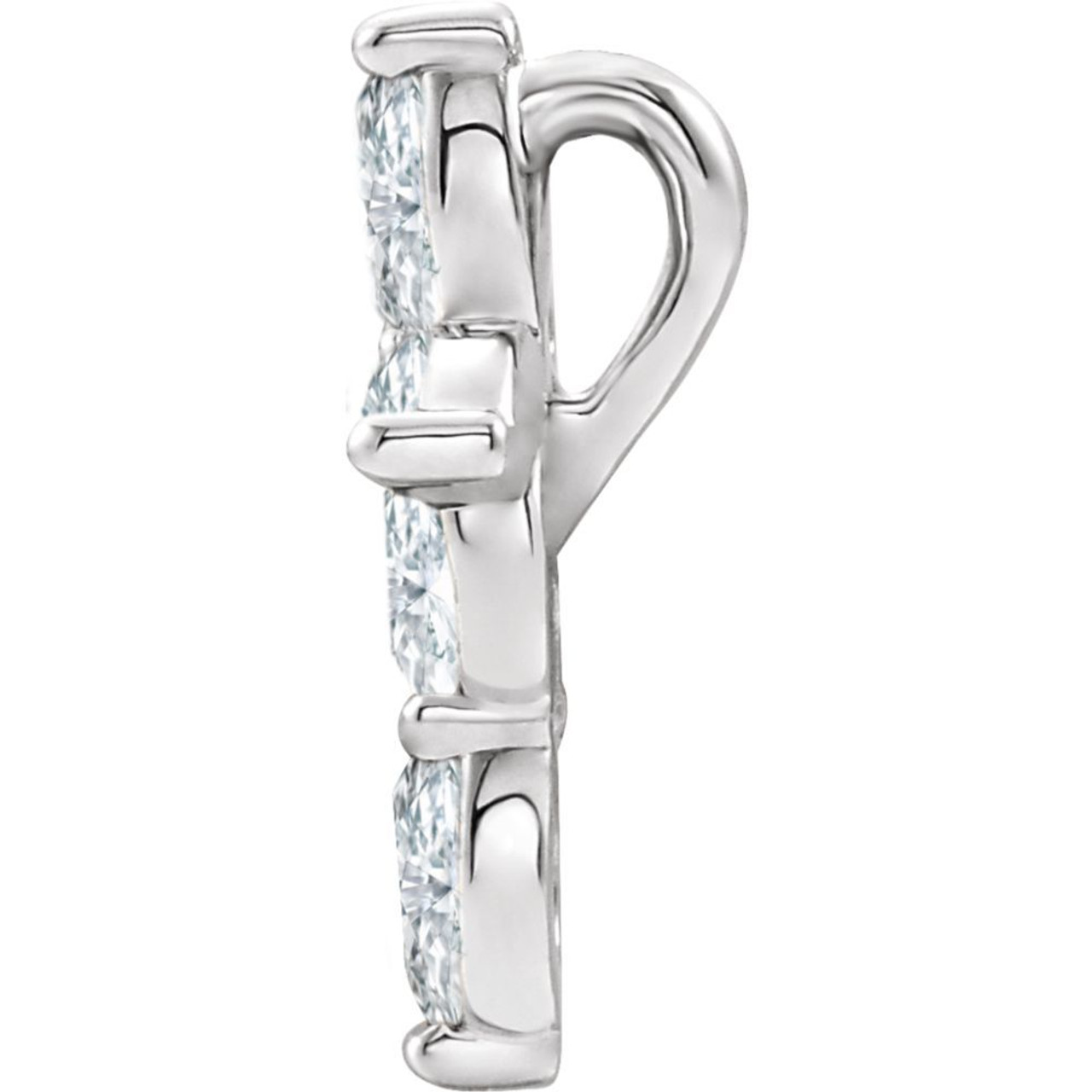 14K White Gold Diamond Cross Pendant - (B15-377)
