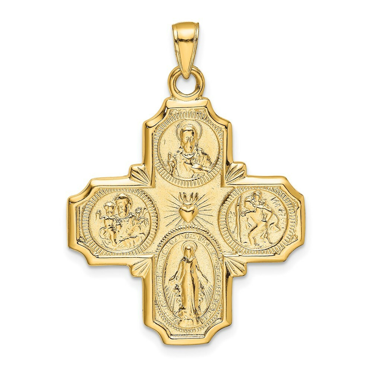14K Yellow Gold 4-Way Medal Pendant - (A86-448)
