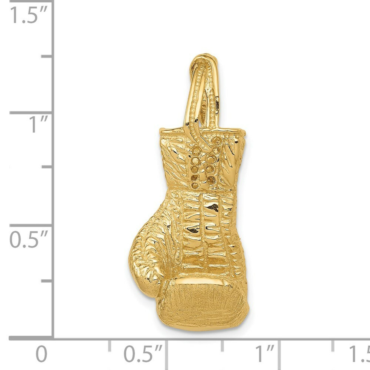 14K Yellow Gold Hollow Polished 3-Dimensional Boxing Glove Pendant - (A83-340)
