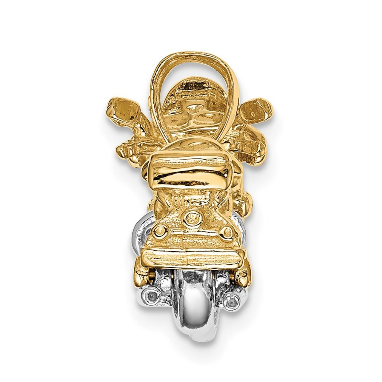 14K Two-tone Gold 3-D Motorcycle Pendant - (A84-814)