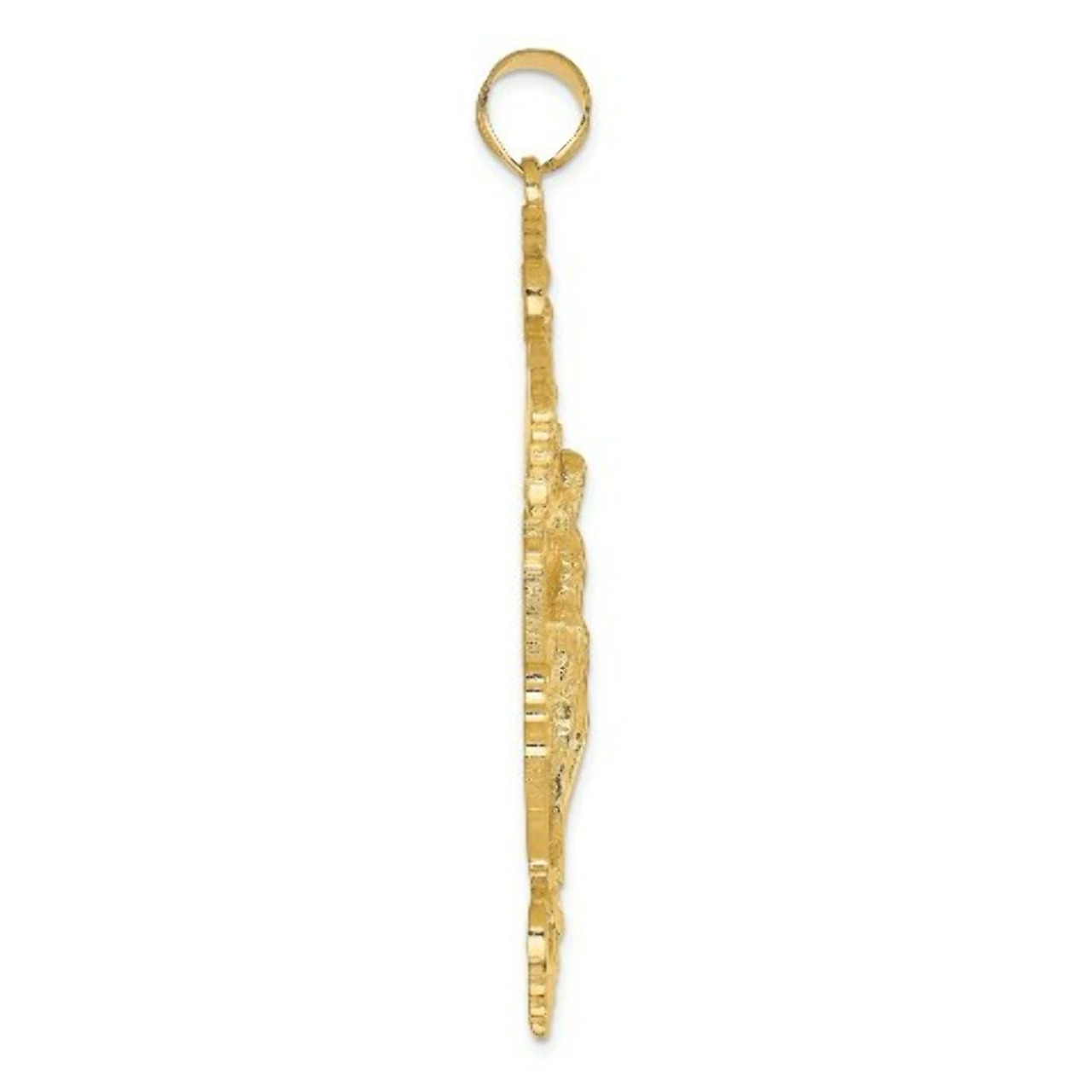 14K Yellow Gold INRI Fleur De Lis Crucifix Pendant - (A83-507)