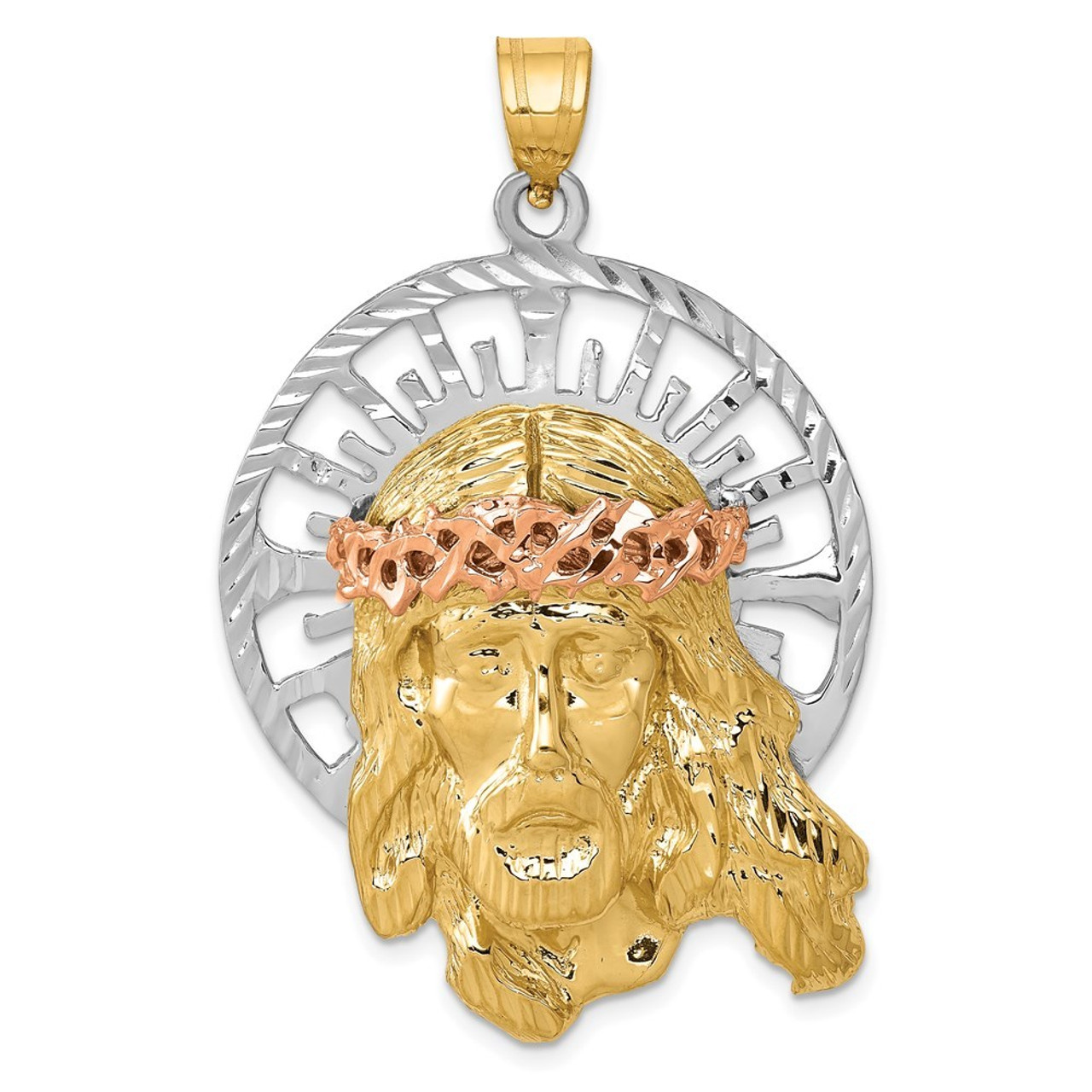 14K Tri-Color Gold Jesus Pendant - (A82-842)