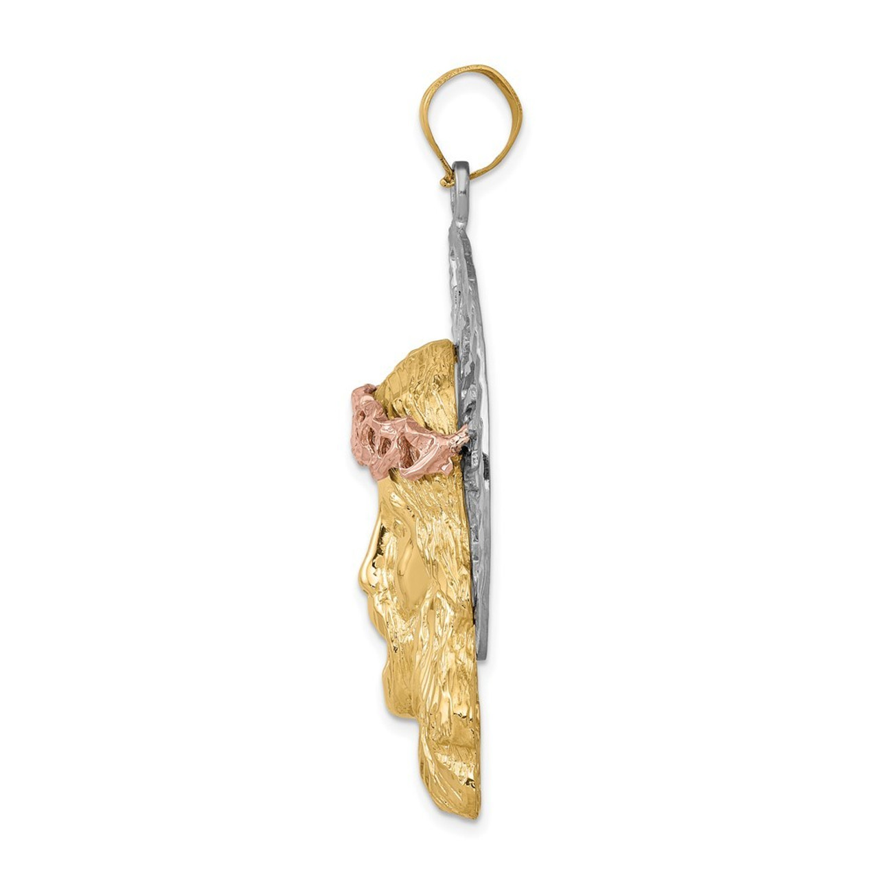 14K Tri-Color Gold Jesus Pendant - (A82-842)