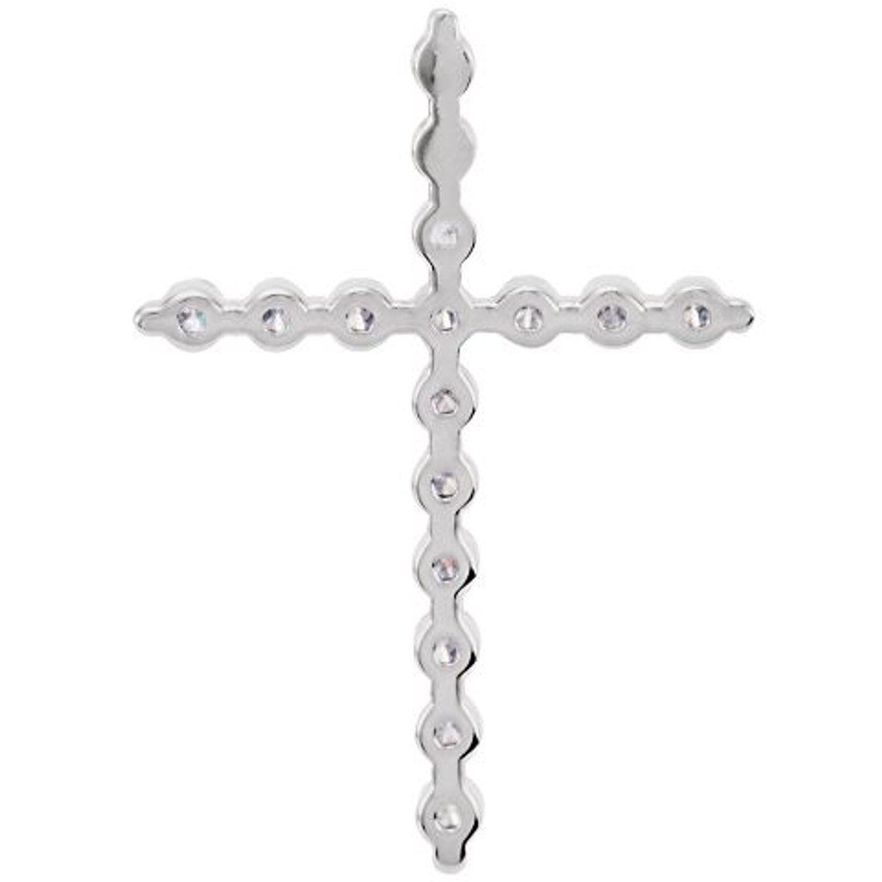 14K White Gold 1/2-Carat tw Diamond Cross Pendant - (B15-911)