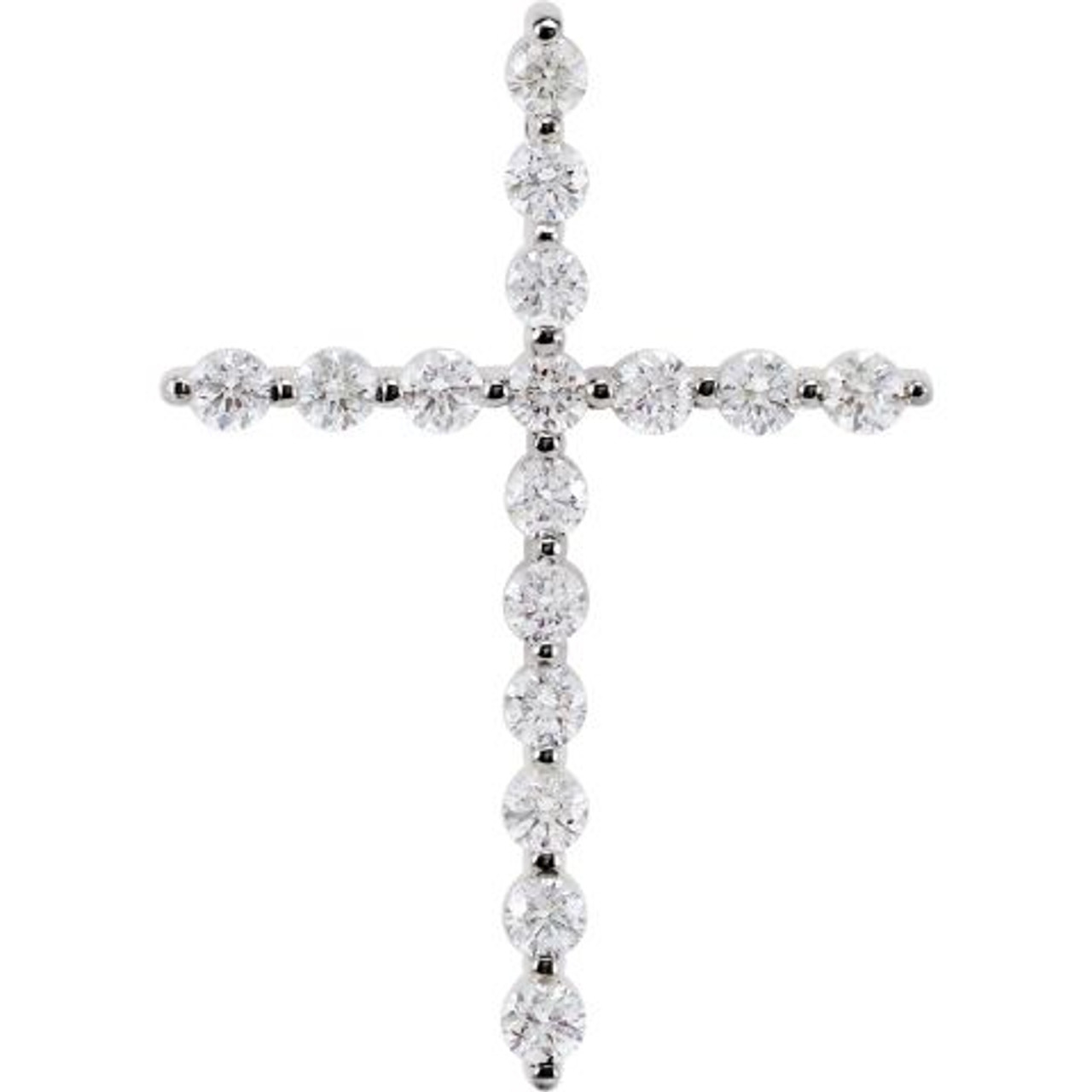 14K White Gold 1/2-Carat tw Diamond Cross Pendant - (B15-911)