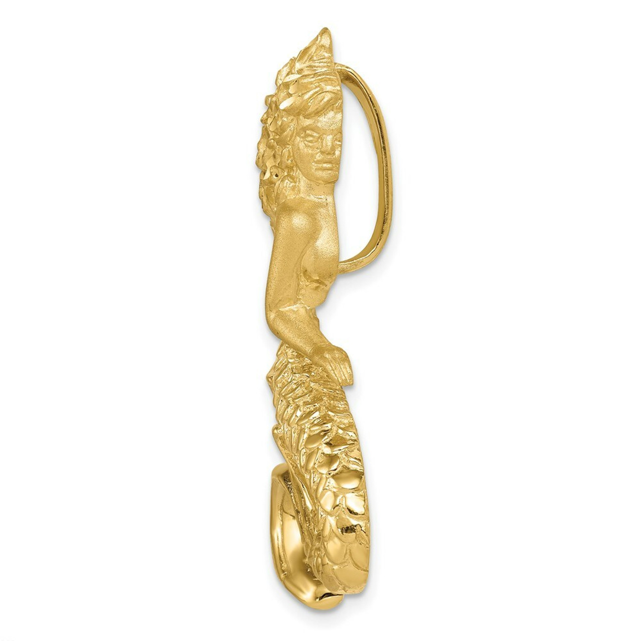 14K Yellow Gold Polished & Satin Diamond-cut Mermaid Slide - (A84-666)