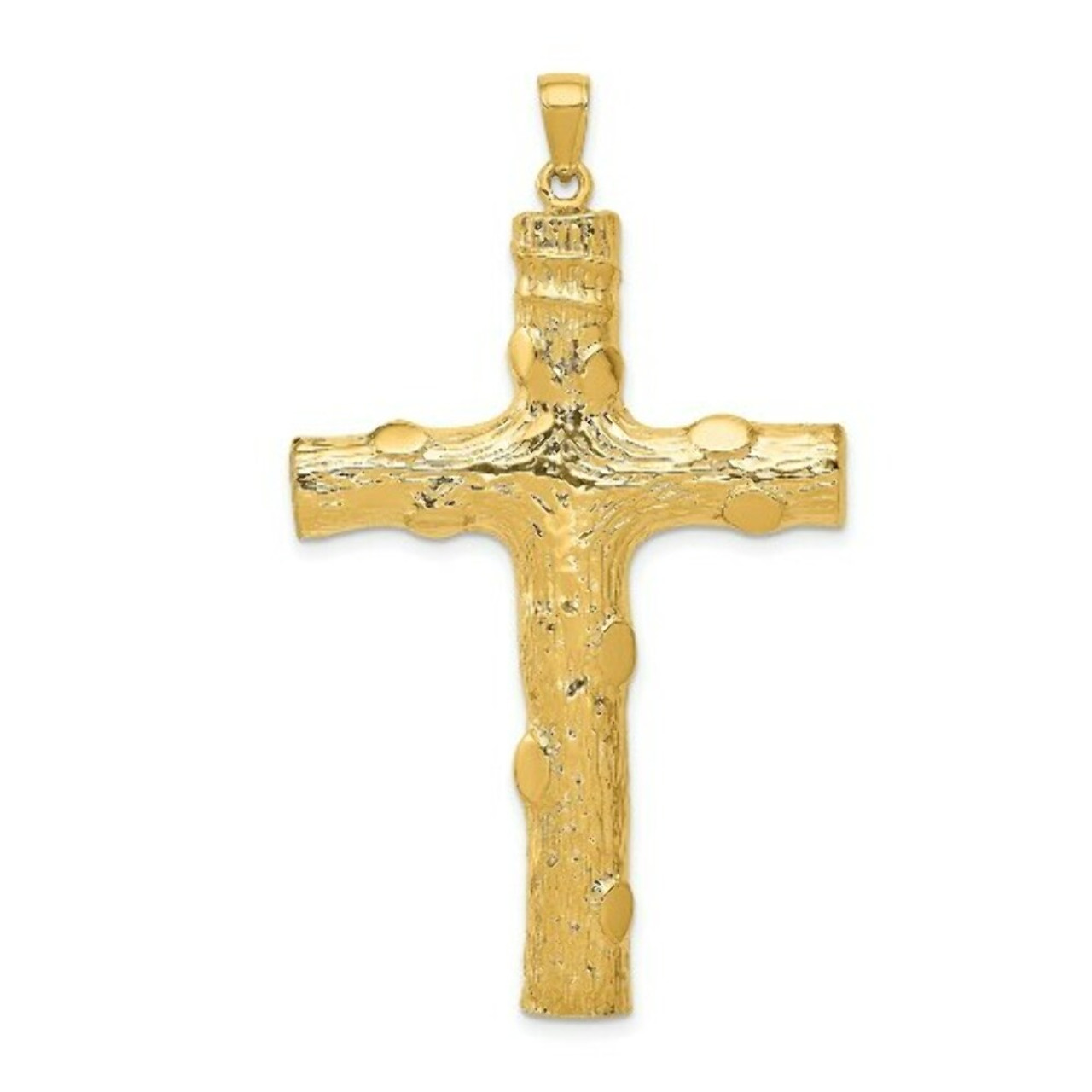 14K Yellow Gold Large Textured Cross Pendant - (A85-636)