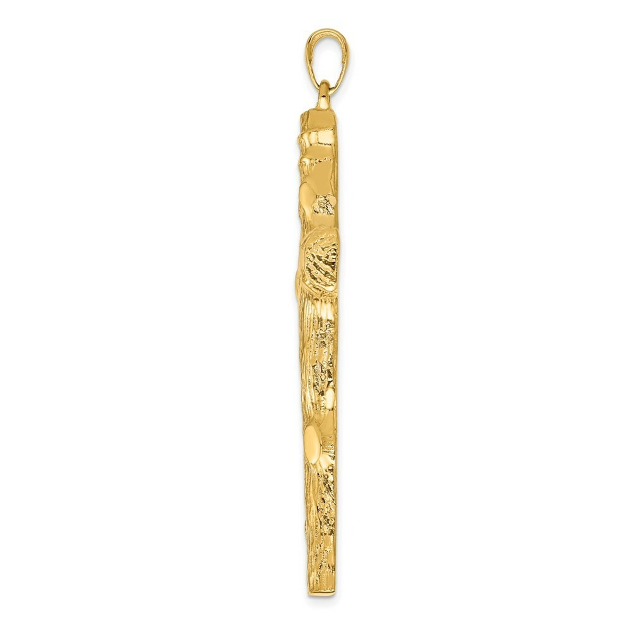 14K Yellow Gold Large Textured Cross Pendant - (A85-636)