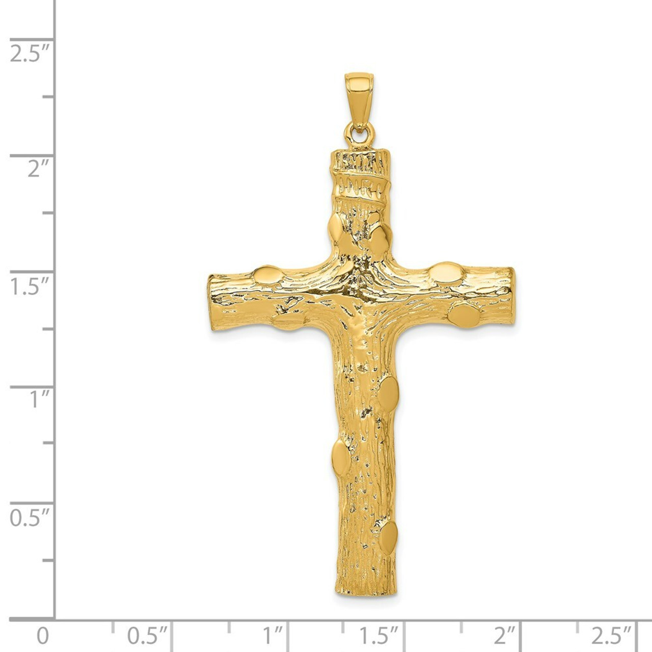 14K Yellow Gold Large Textured Cross Pendant - (A85-636)