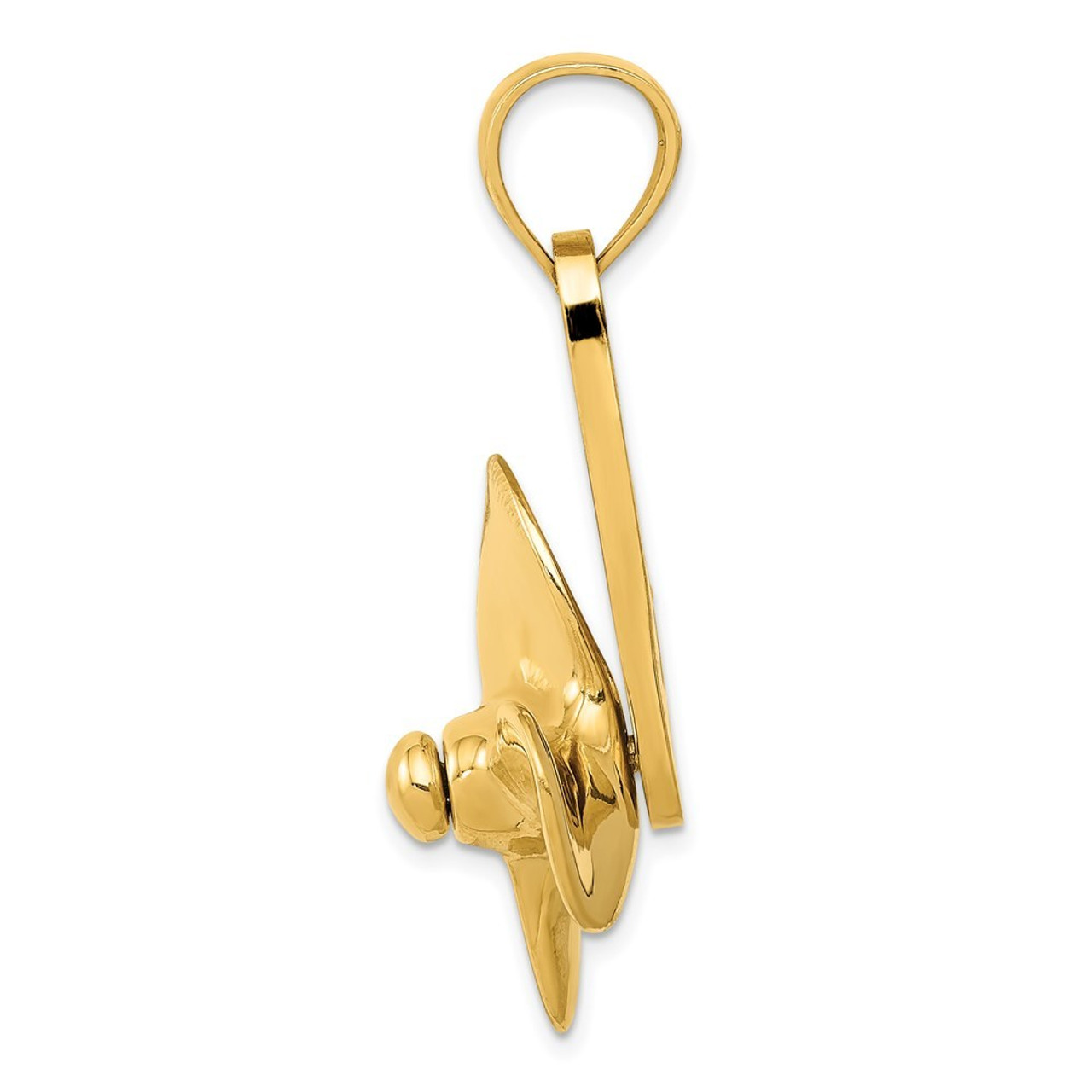 14K Yellow Gold Moveable 3 Blade Propeller Pendant - (A84-391)