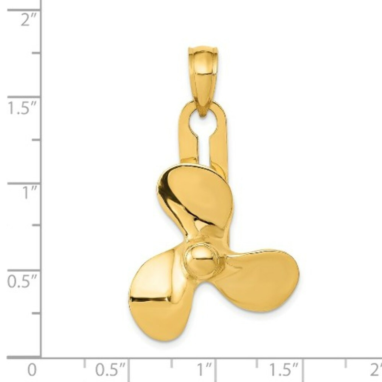 14K Yellow Gold Moveable 3 Blade Propeller Pendant - (A84-391)