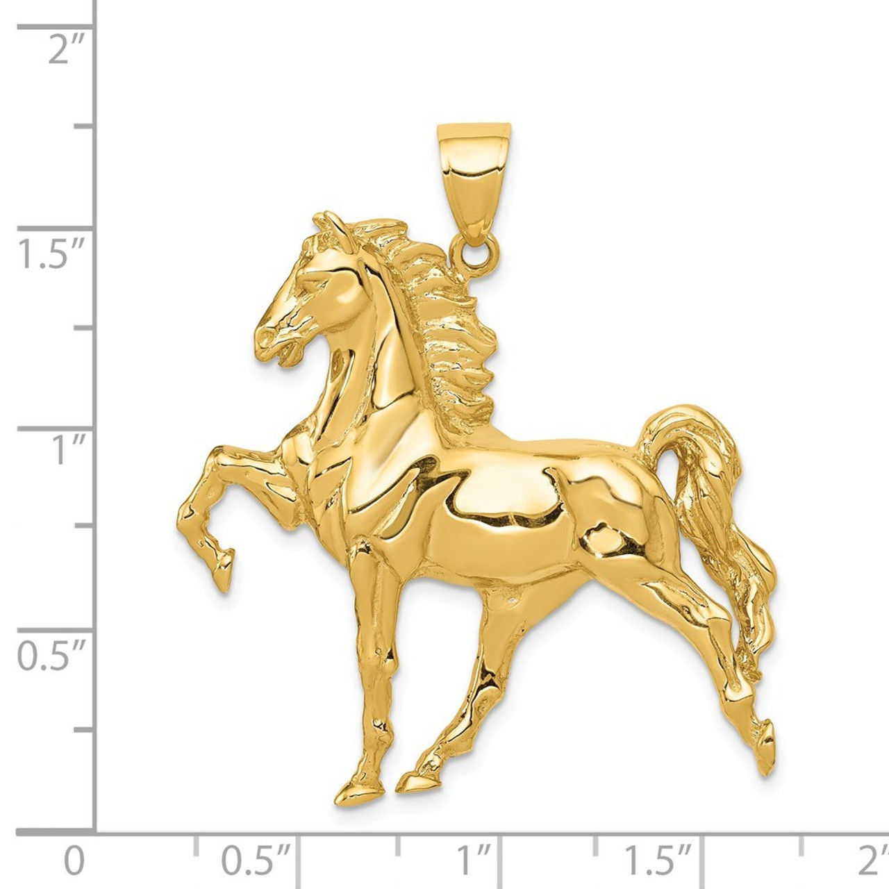 14K Yellow Gold Solid Polished Open-Backed Horse Pendant - (A83-483)