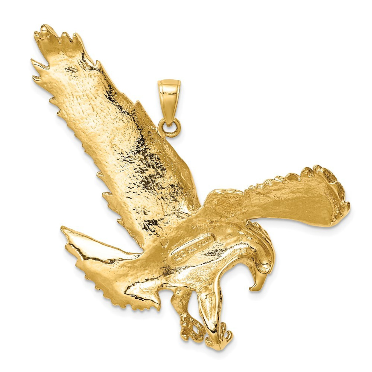 14K Yellow Gold Solid Polished Eagle Pendant - (A83-494)