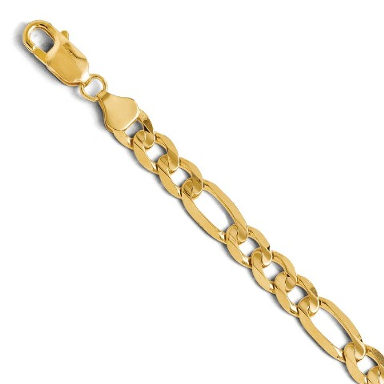 Leslies 14K Yellow Gold 7mm Flat Figaro Bracelet - Length 9'' inches - (C63-980)