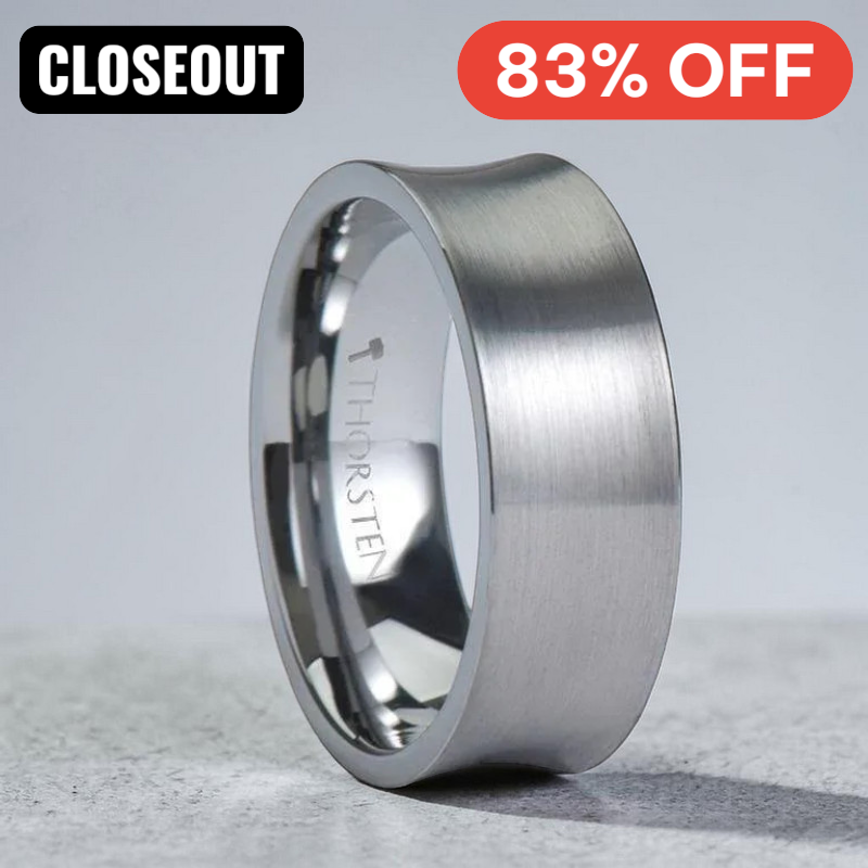 TUCSON Concave Tungsten Carbide Ring with Brushed Finish - 8mm ~ (J65-122)