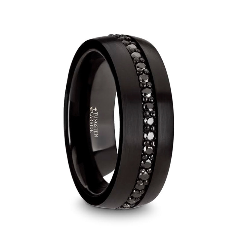 VALIANT Black Tungsten Ring with Black Sapphires - 8mm ~ (J65-157