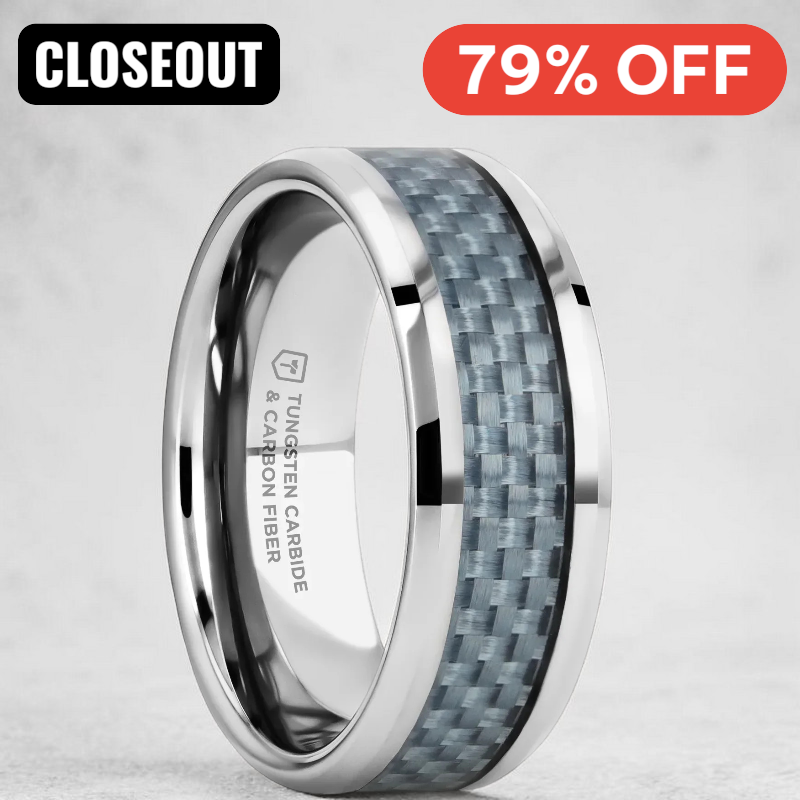 AUGUSTUS Tungsten Carbide Ring with Blue Carbon Fiber Inlay - 4mm - 10mm