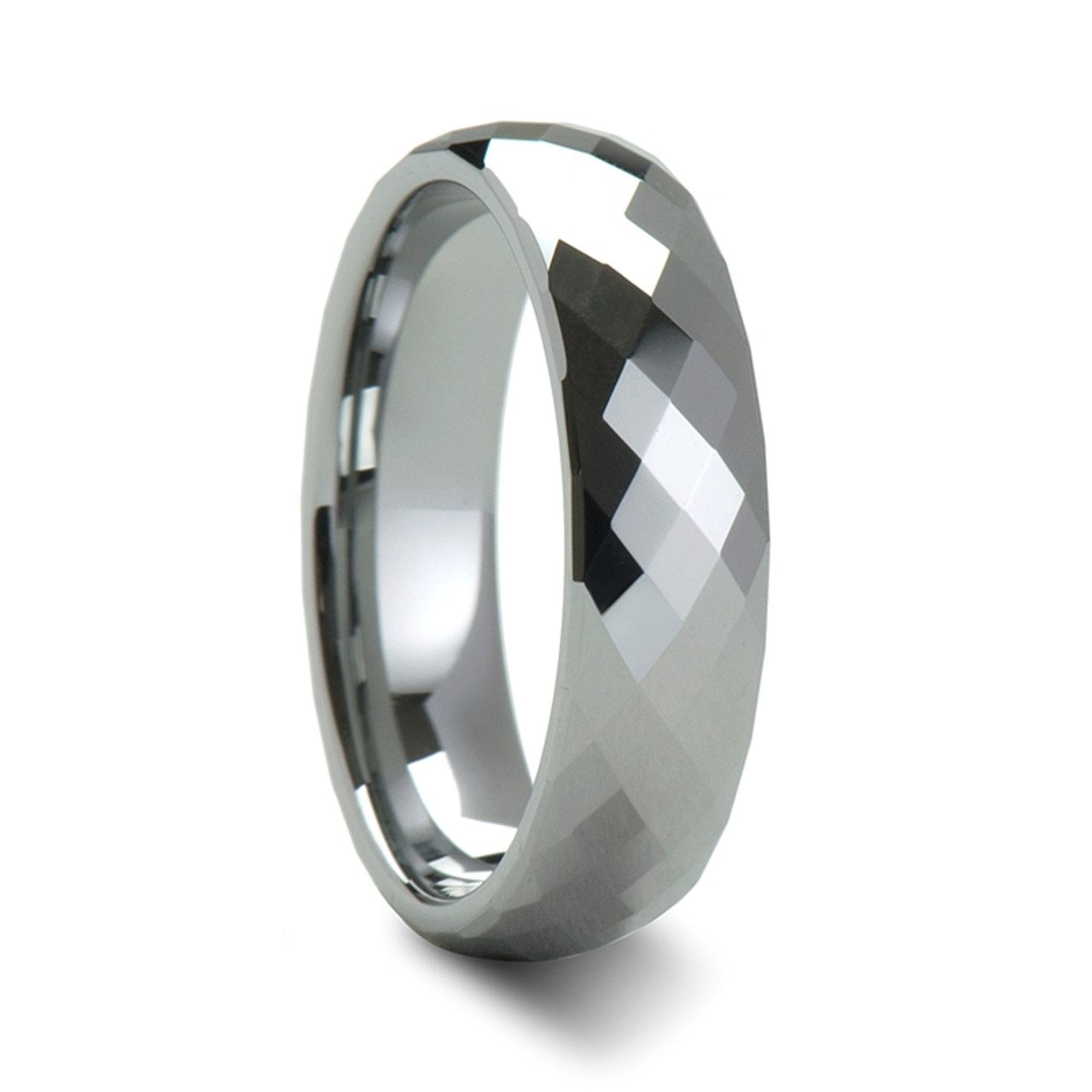 Diamond Faceted Black Tungsten Carbide Ring