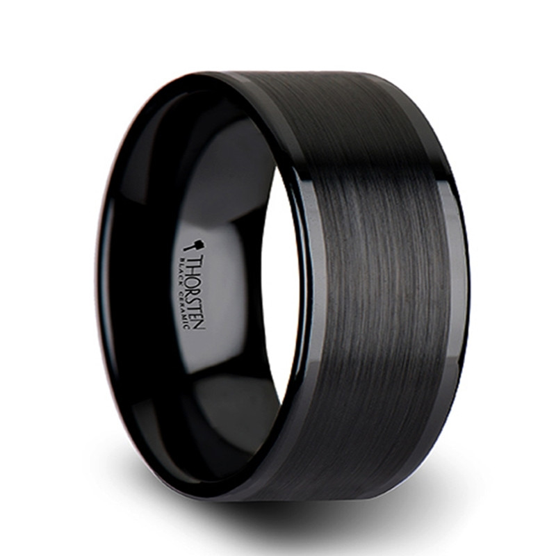 OCTINOMOS blackl ブラックメタル OCTAVIUS Flat Black Ceramic Ring with Brushed Center & Polished