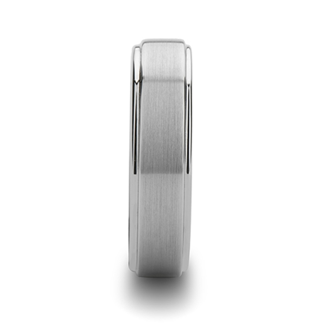 ORLOFF White Tungsten Carbide Ring with Raised Brush Finished Center - 6mm & 8mm