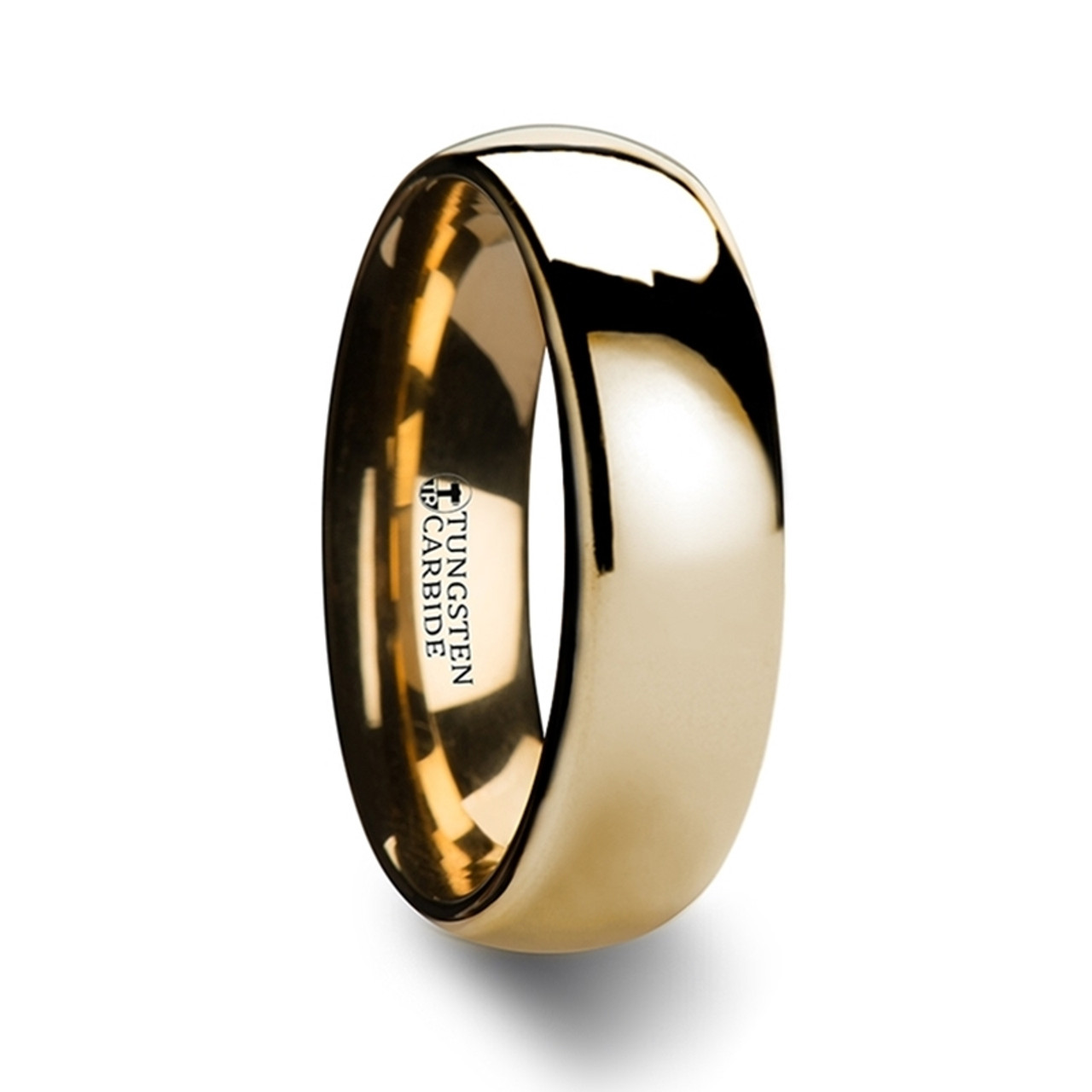 Gold Tungsten Carbide Wedding Band