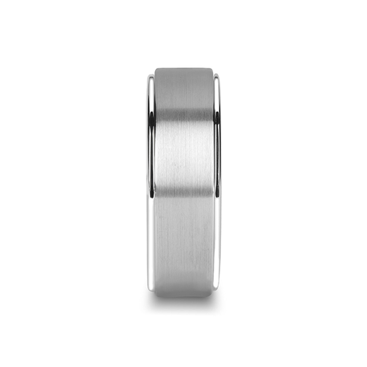 RHINOX Brushed Raised Center Men's Titanium Wedding Ring with Polished Step Edges - 6mm & 8mm
