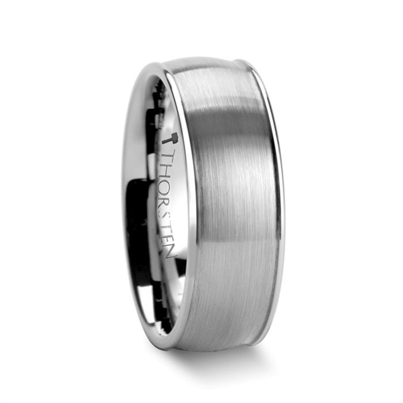 Thorsten Spartan Pipe Cut Flat Tungsten Carbide Ring 4mm Wide Wedding Band from Roy Rose Jewelry 