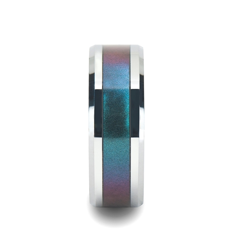 STINGRAY Tungsten Carbide Ring with Blue/Purple Color Changing Inlay - 4mm - 10mm