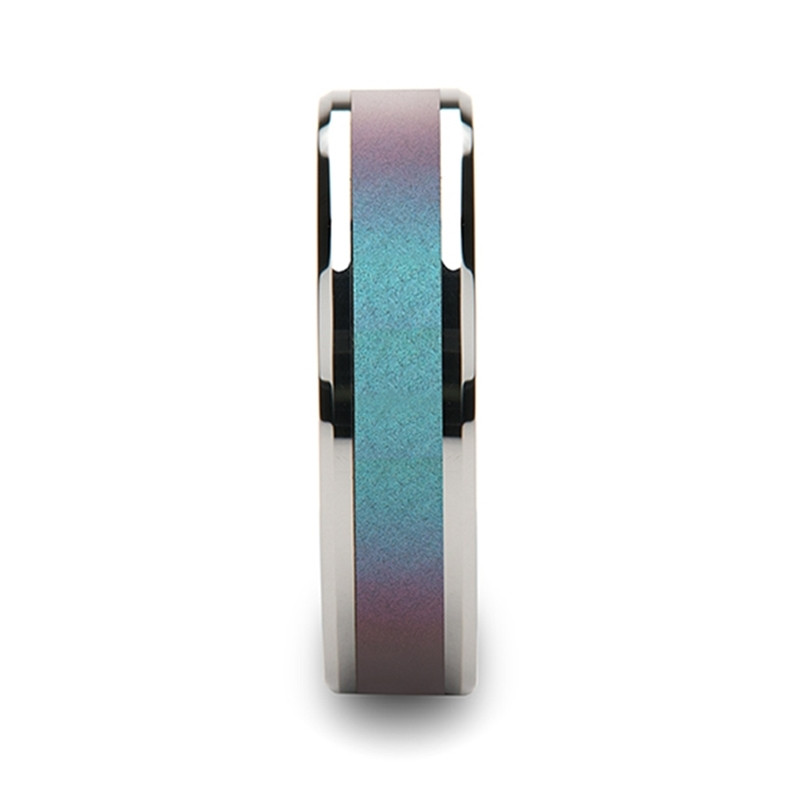 STINGRAY Tungsten Carbide Ring with Blue/Purple Color Changing Inlay - 4mm - 10mm