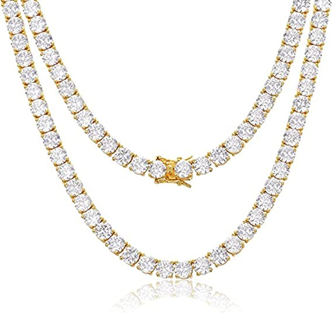 GRA Lab Certified D/VVS1 Moissanite Diamond Tennis Bracelets and Necklaces  set in 18K Gold-plated Sterling Silver 3mm 4mm 5mm 6mm Widths 16