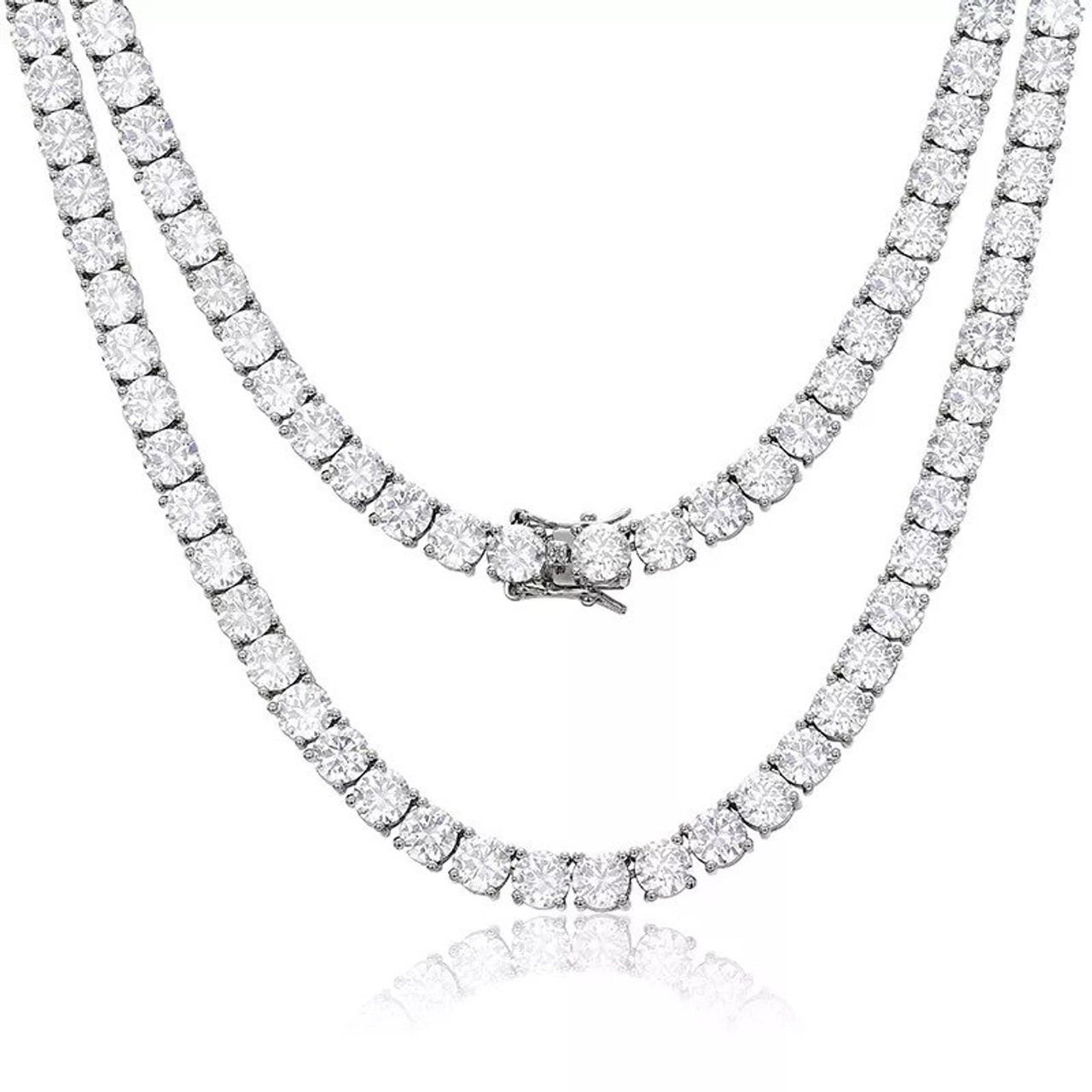 18K White Gold Half Coverage Diamond Tennis Necklace | Brilliant Earth