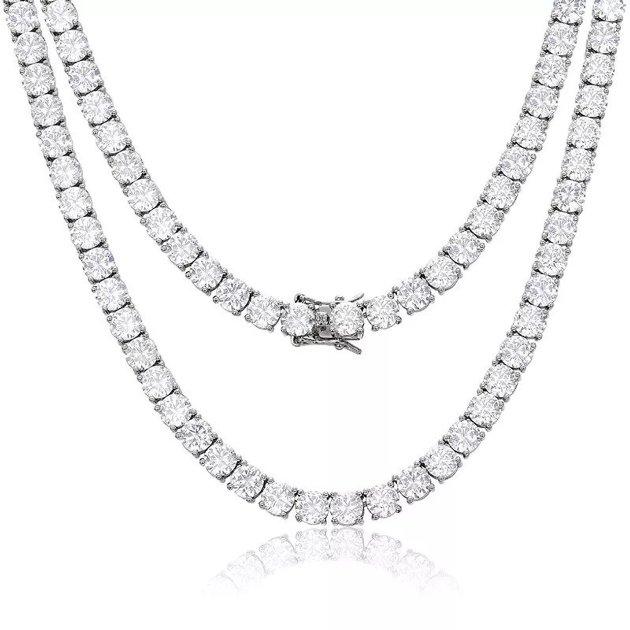 5 CARAT LAB CREATED IDEAL CUT DIAMOND RIVIERA NECKLACE CLASSIC 14k WHITE  GOLD