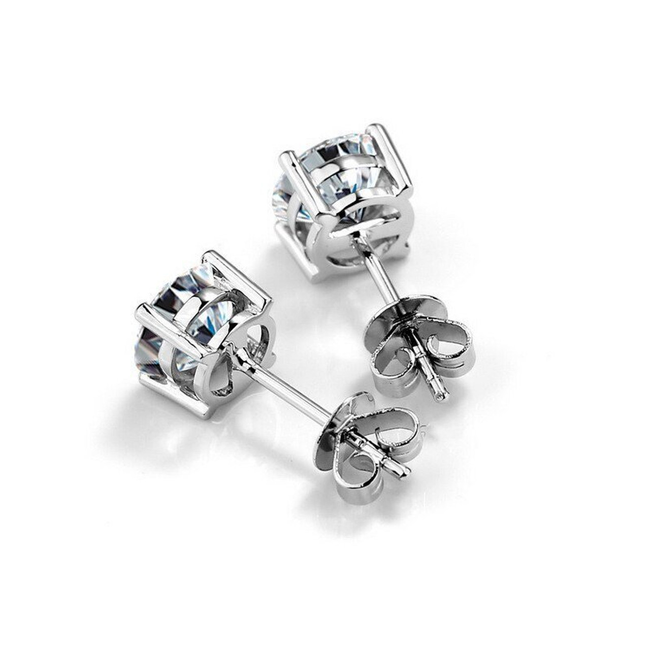 2-Carats tw Moissanite Diamond Stud Earrings GRA Lab Certified Stones D/VVS1 Sterling Silver