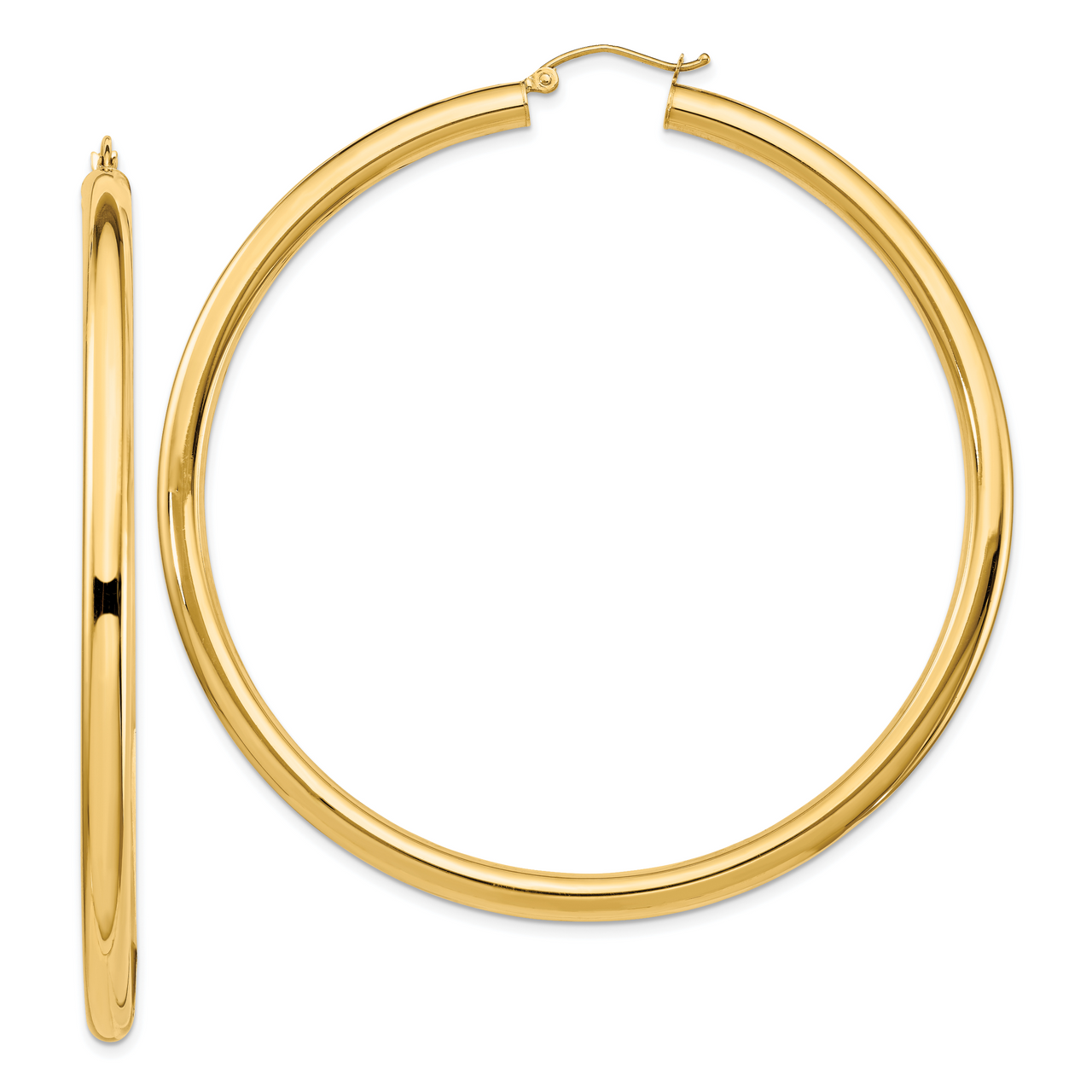 4mm Gold Tube Hoop Earrings