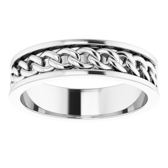 Platinum-Raised-Link-Chain-Eternity-Design-6mm-Width-Wedding-Band-Side-View2