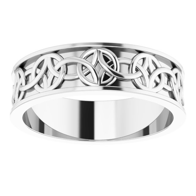 Yellow-White-or-Rose-Gold-Raised-Celtic-Circles-Design-7mm-Width-Wedding-Band-Side-View2