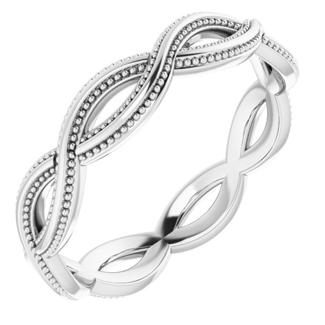 4mm Braided Weaved Platinum Wedding Band Handmade Ring