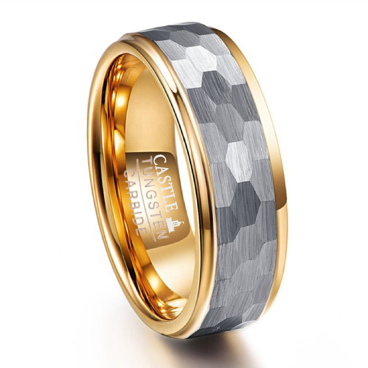 King Will Duo 8Mm Gold Tungsten Carbide Ring High Polished Multi Faceted  Domed Wedding Rings Engagement Band For Women Men Comfo