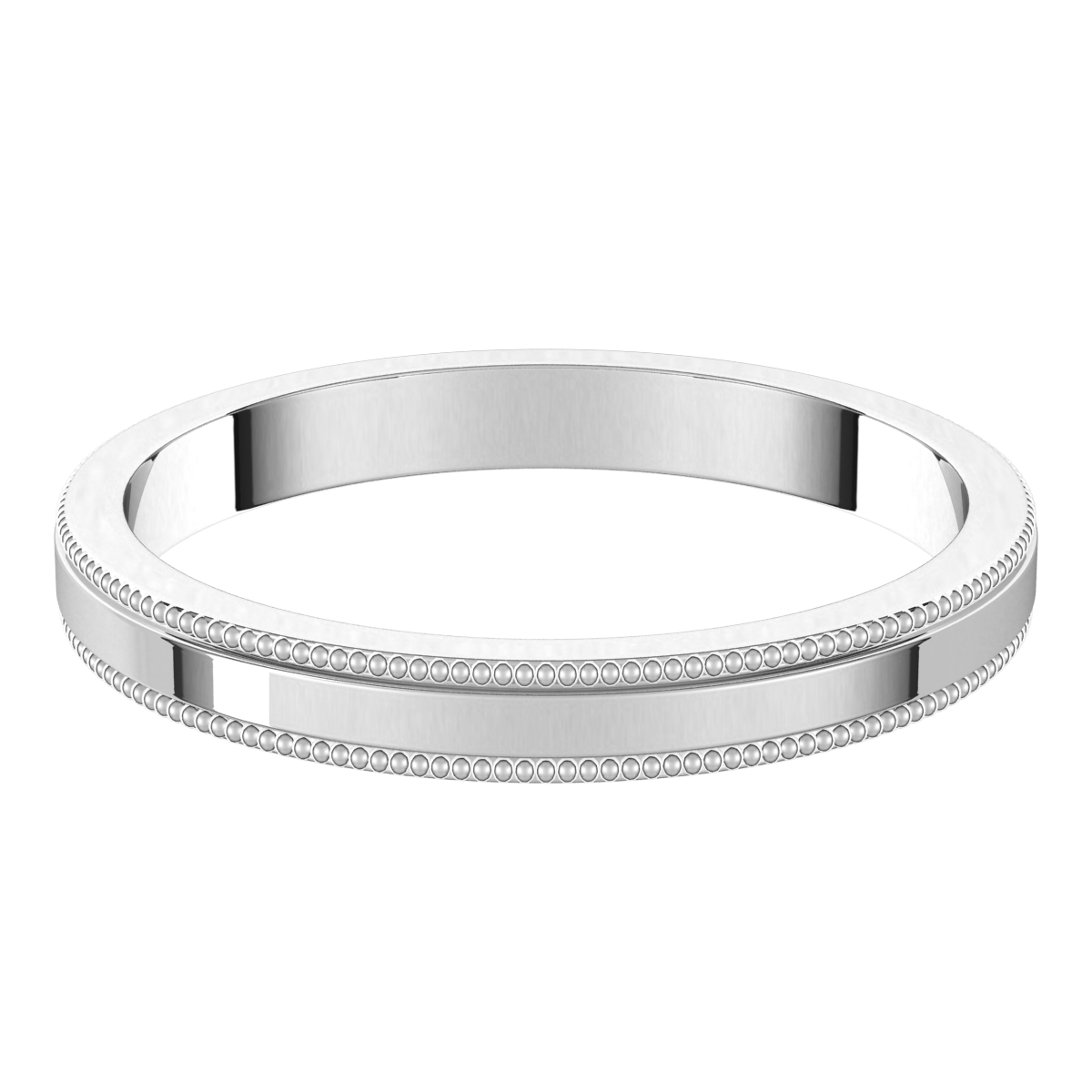 Platinum-2.5mm-Flat-Standard-Milgrain-Edge-Wedding-Band-Horizontal-View