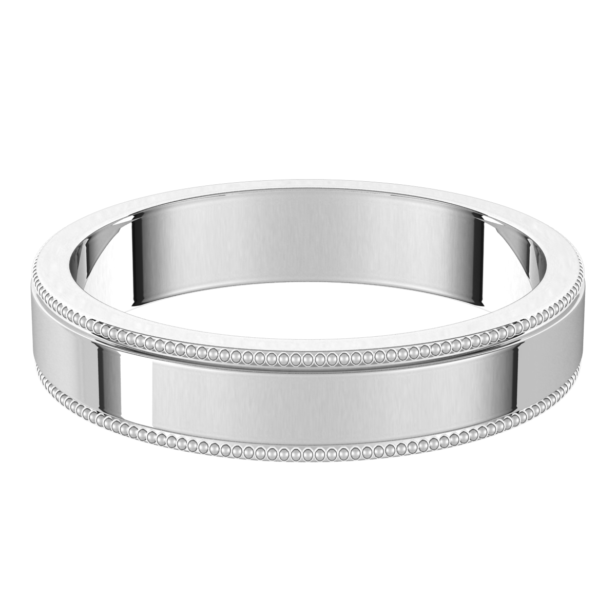 Platinum-4mm-Flat-Standard-Milgrain-Edge-Wedding-Band-Horizontal-View