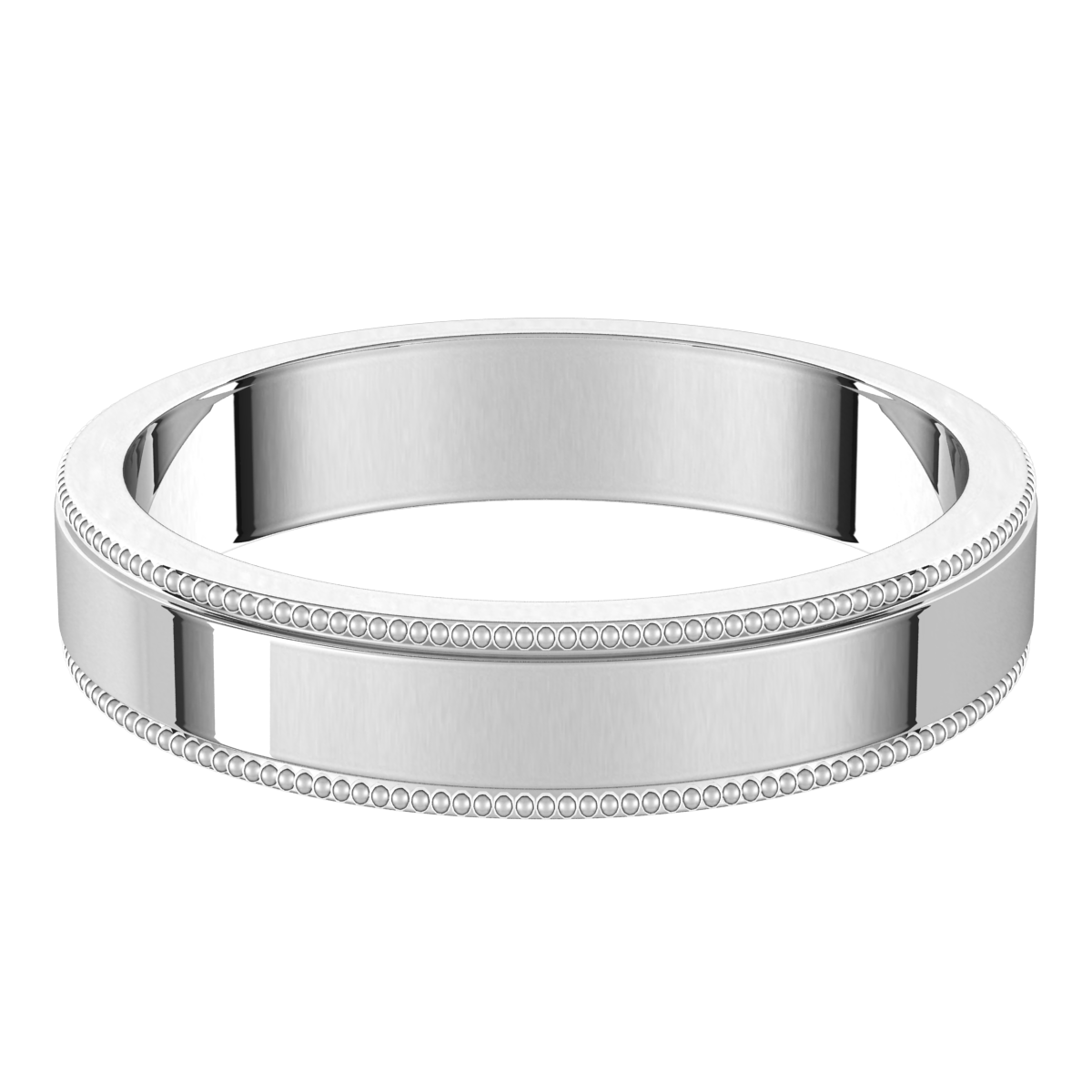 Platinum-4mm-Flat-Standard-Milgrain-Edge-Wedding-Band-Horizontal-View